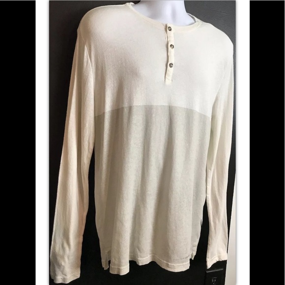 ROBERT GELLER Shirt Henley Linen Cream Gray Beige - Picture 3 of 9